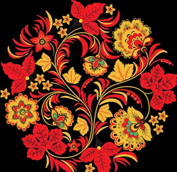 古典花纹背景红叶图片