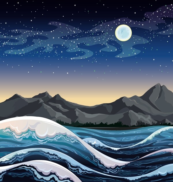迷人的夜晚背景矢量05