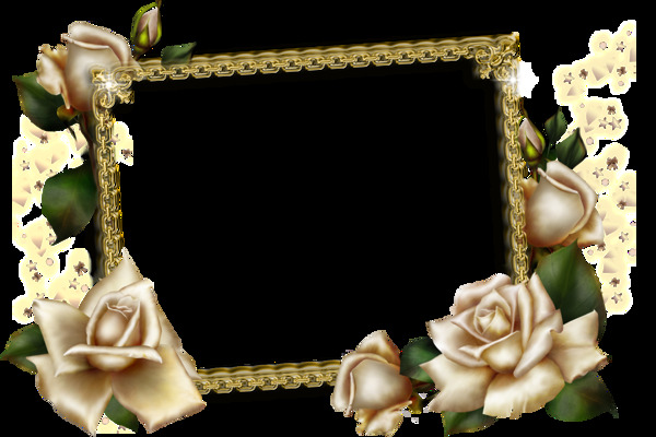 3D玫瑰相框png元素素材