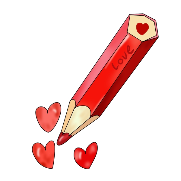爱情红色的铅笔插画