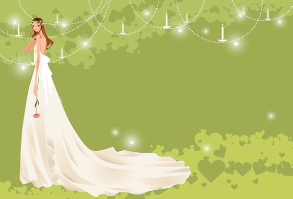 40P之9卡通系列唯美漂亮的婚纱新娘矢量素材sxzj