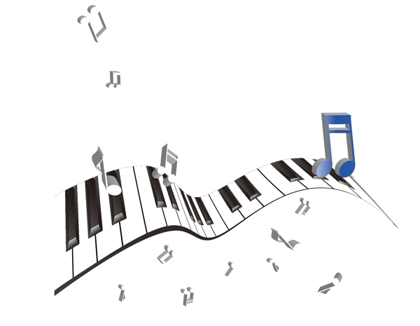 卡通钢琴音符元素