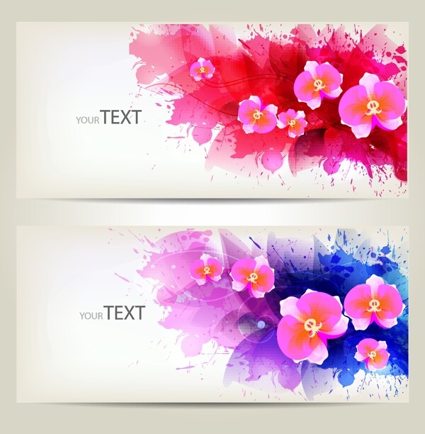水彩花卉創(chuàng)意banner矢量