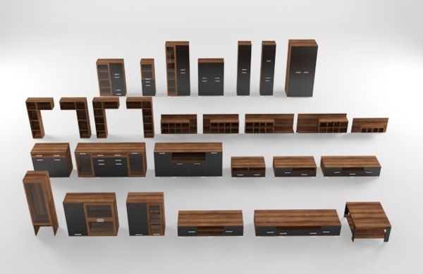 木质各式书柜3d模型