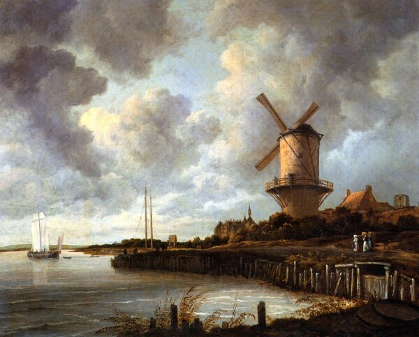 荷兰风车风景油画图片