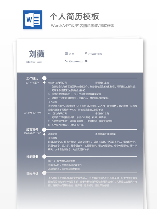 個(gè)人求職簡歷模板