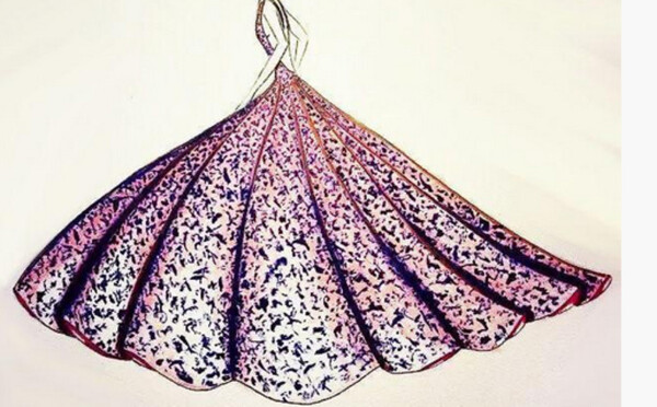 浅紫色碎花礼服设计图