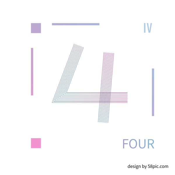 4数字唯美渐变艺术字体