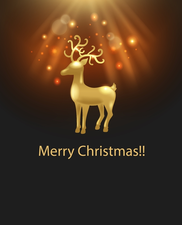 矢量质感金色驯鹿圣诞背景素材