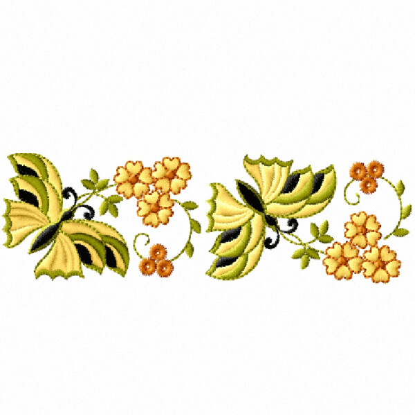 繡花蝴蝶花朵免費(fèi)素材