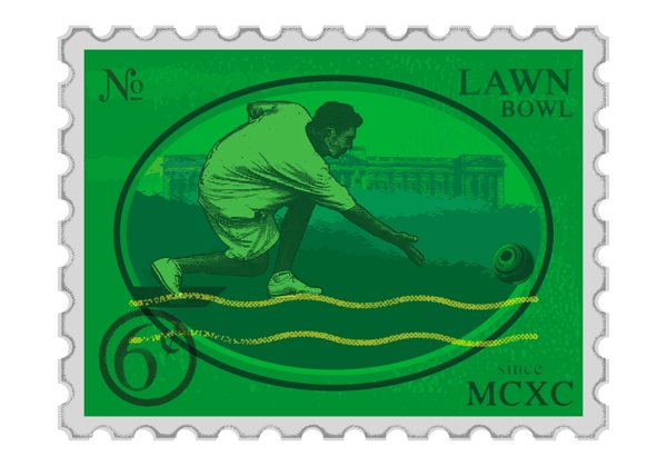 草地滚球的邮票