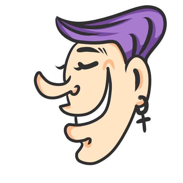 紫头发女孩笑脸插画