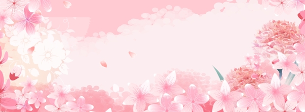 粉色浪漫情人节花卉banner