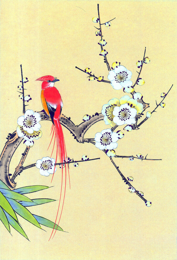 中國(guó)風(fēng)花喜鵲牡丹桃花芍藥小鳥中華藝術(shù)繪畫