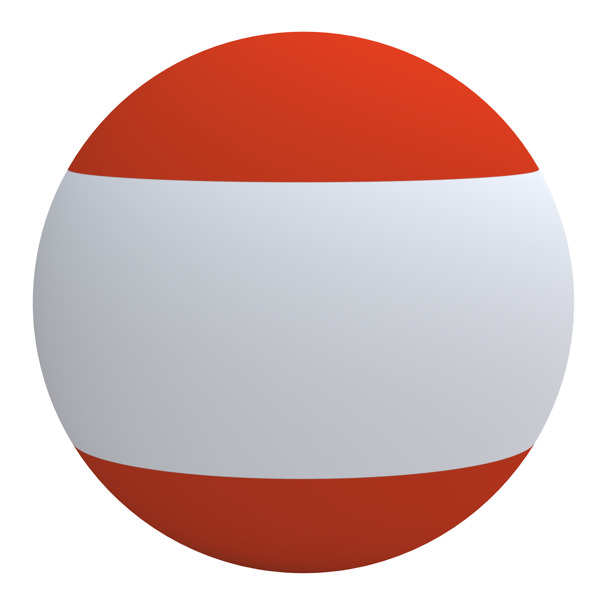 奥地利国旗上的球孤立在白色