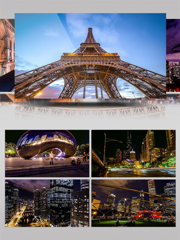 4K法国巴黎铁塔城市景观旅游