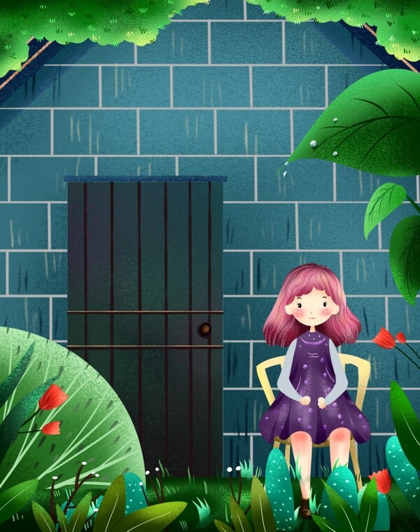 原創(chuàng)小清新插畫谷雨