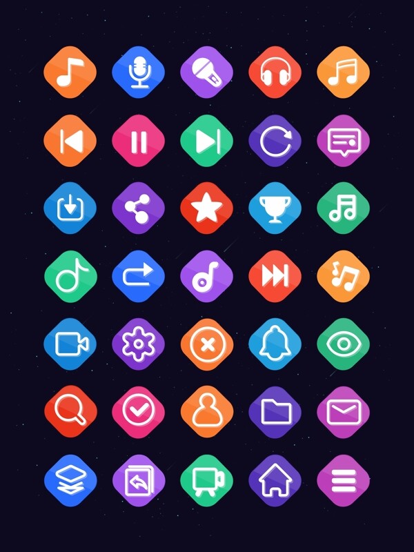视频音乐播放器图标icon矢量UI彩色