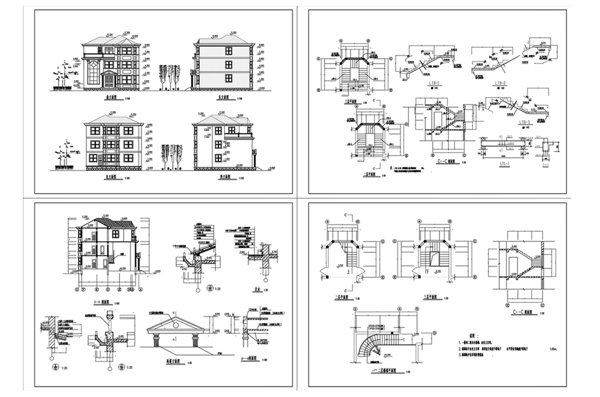 别墅住宅建筑CAD施工图纸