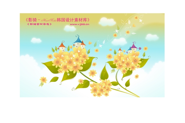 夢(mèng)幻風(fēng)景HanMaker韓國(guó)設(shè)計(jì)素材庫(kù)背景花紋底紋抽象線條