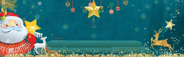 绿色麋鹿圣诞快乐banner背景