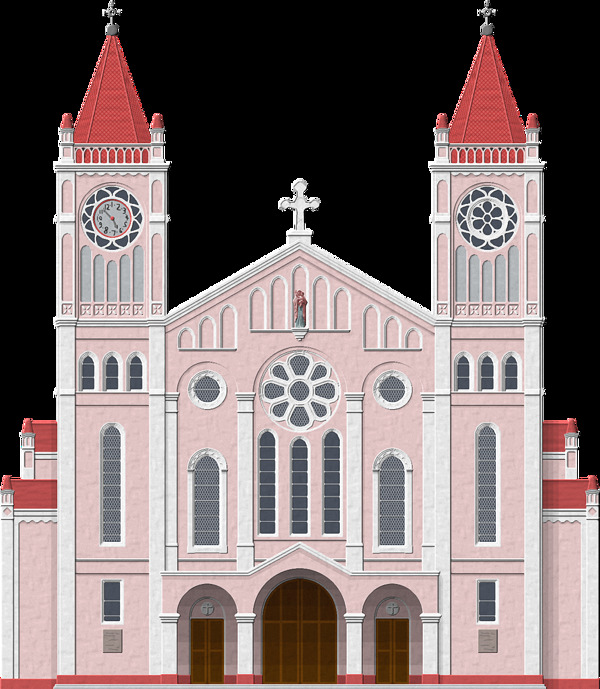漂亮粉红色大教堂免抠png透明图层素材
