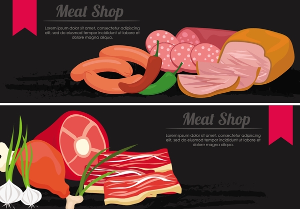 手绘肉类食物横幅海报