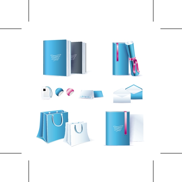 藍(lán)色辦公用具02矢量素材