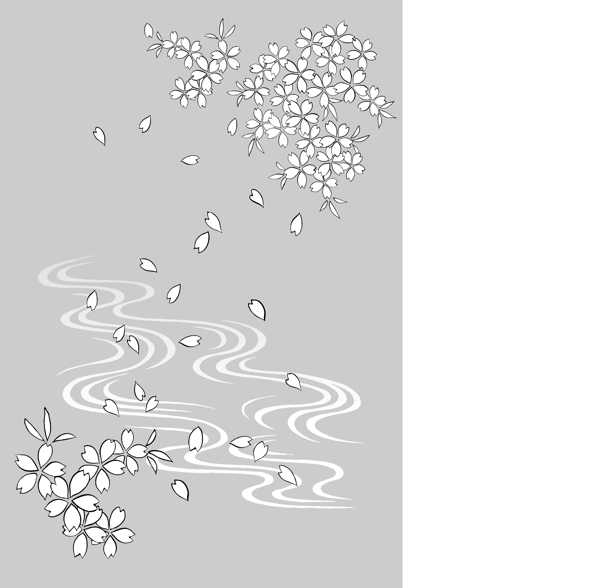 流水與櫻花經典圖片