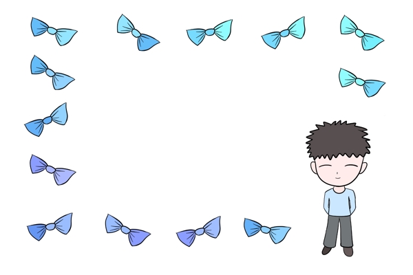 卡通男孩邊框插畫