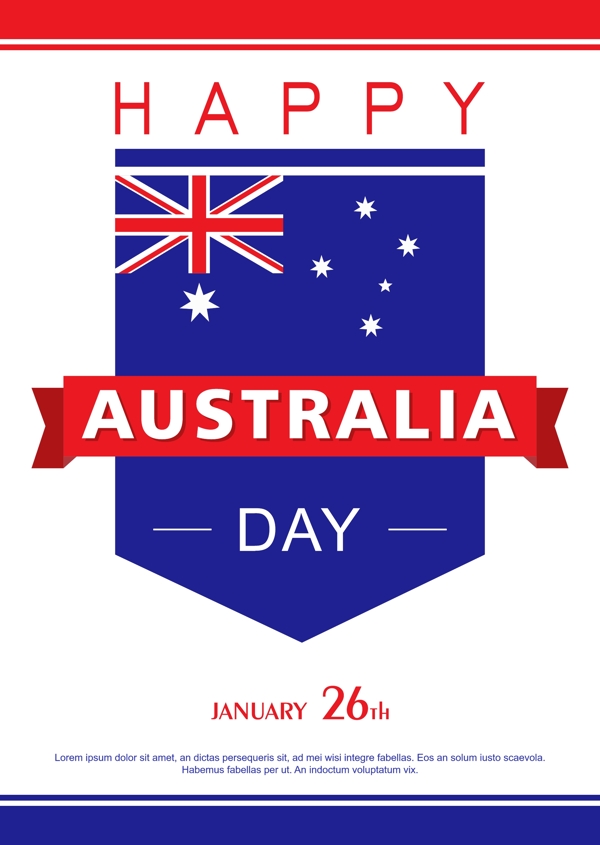 白色简洁国旗澳大利亚日海报