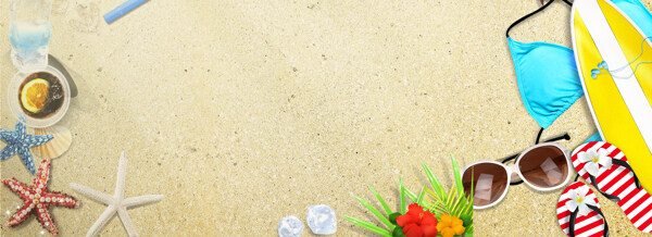 沙灘清新背景banner