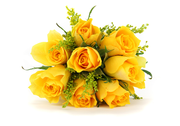 唯美黄色玫瑰花束图片
