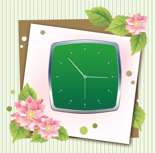 花紋鐘表矢量圖