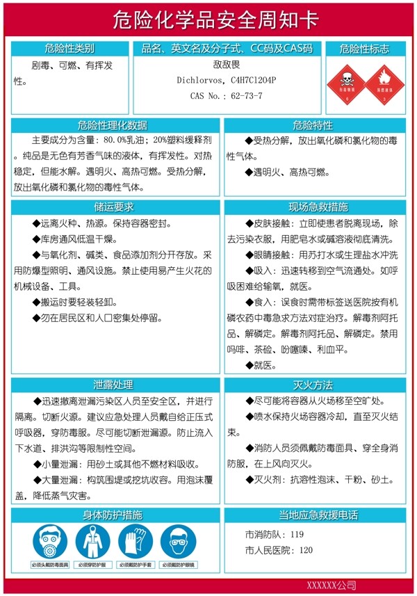 安全周知卡敵敵畏圖片