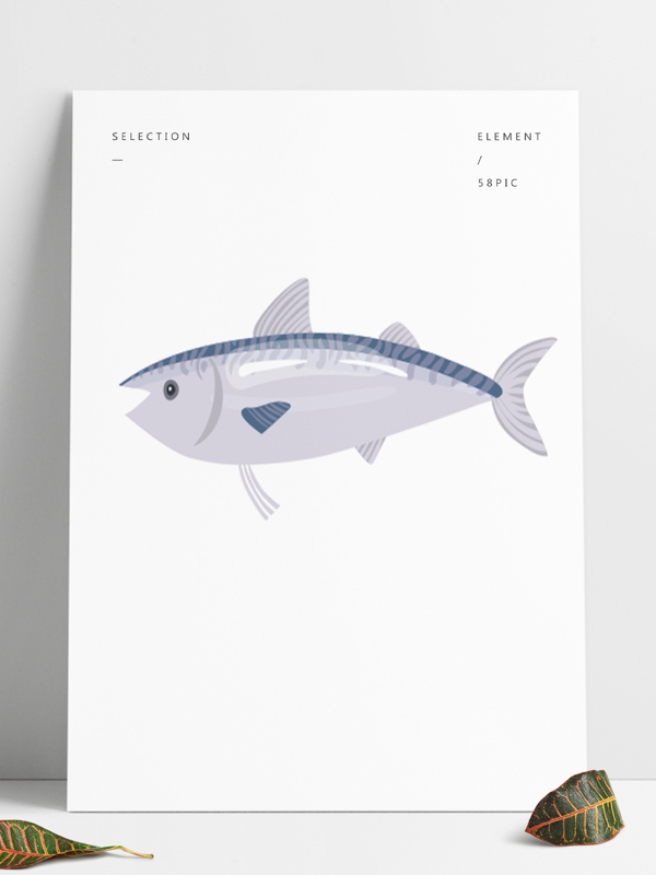 矢量卡通手绘素材精致鱼类食材鱼类