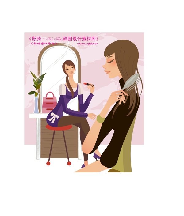 爱上小资生活卡通人物女性时尚矢量素材矢量图片HanMaker韩国设计素材库