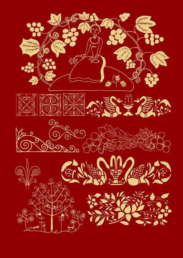 古典花紋圖案矢量圖下載