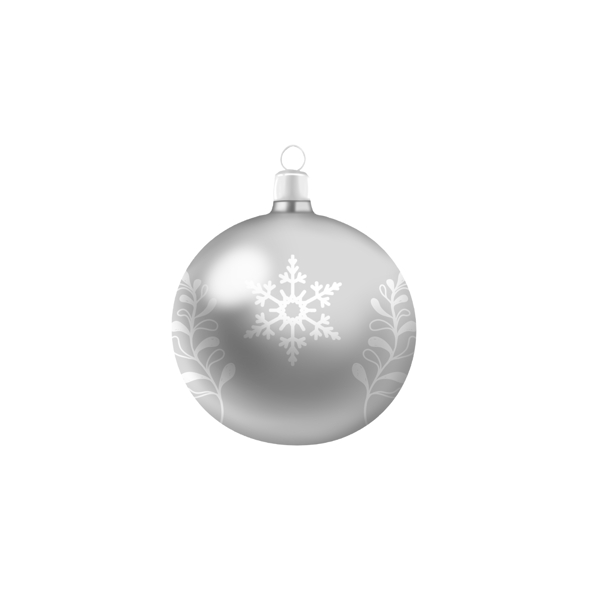 手绘圣诞装饰球银色白色雪花小草创意可商用