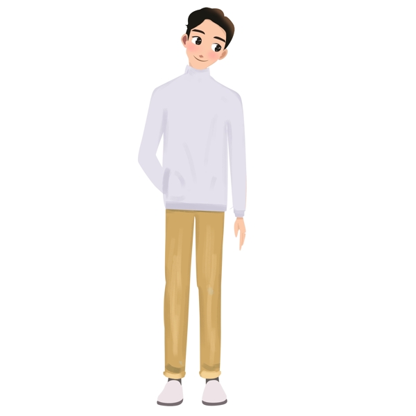 卡通穿著毛衣的男孩可商用元素