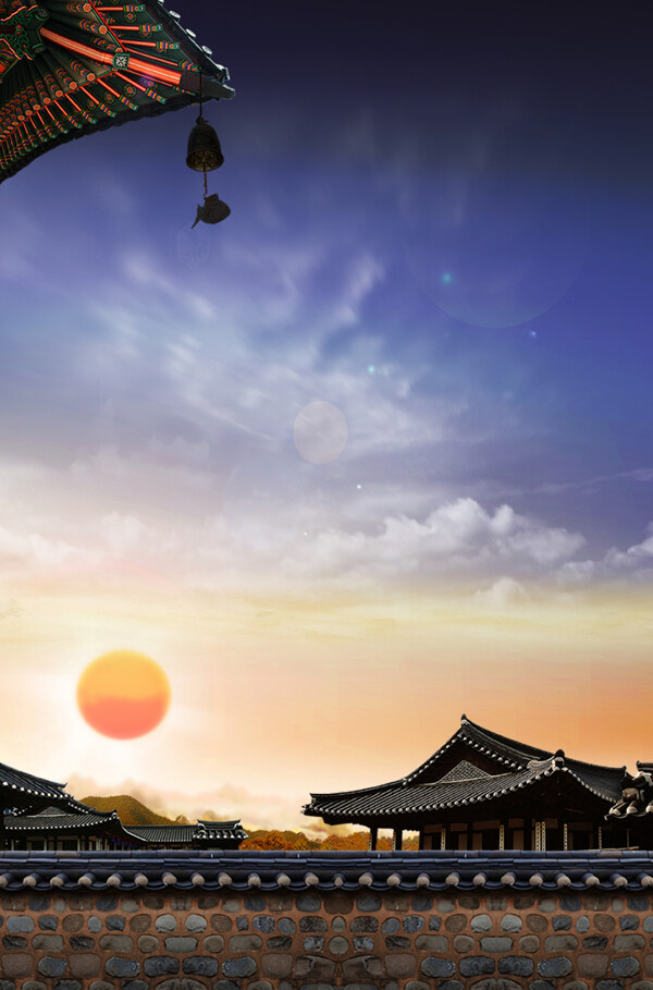 中國(guó)風(fēng)日出建筑元素