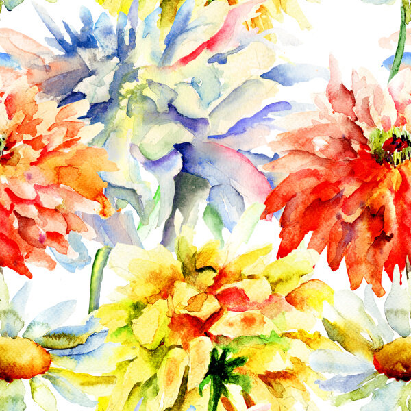 漂亮的花朵水彩画背景素材图片