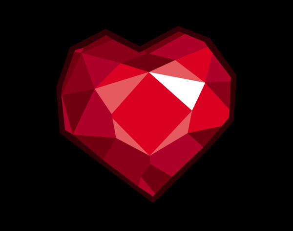 红色心形钻石png元素