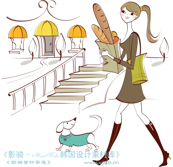 城市時尚生活矢量人物AI0188