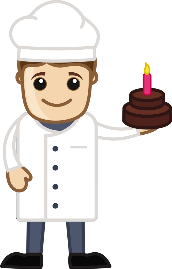 厨师把生日蛋糕卡通商业矢量字符