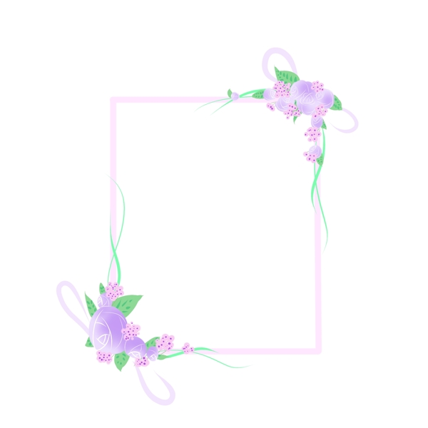 紫色的花朵边框插画