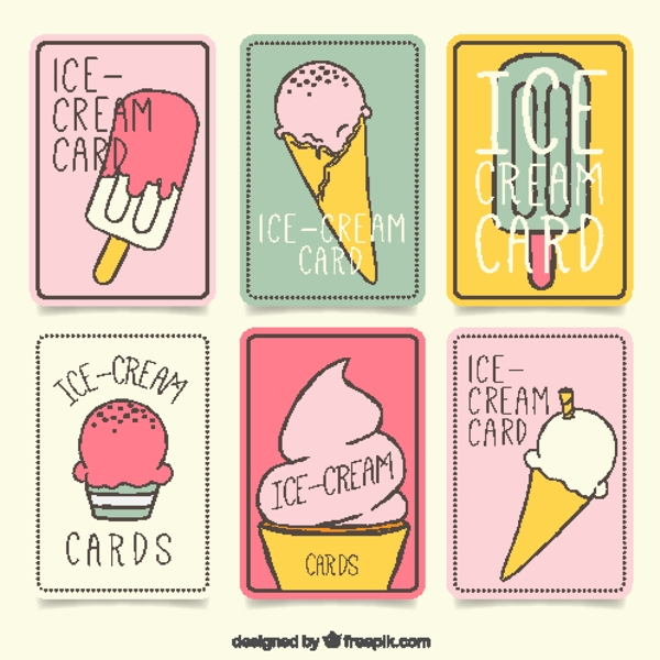 手绘选择与冰淇淋品种卡