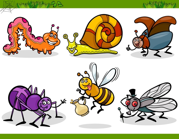 卡通昆虫12集矢量素材