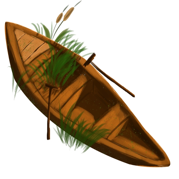 手绘小木船设计元素