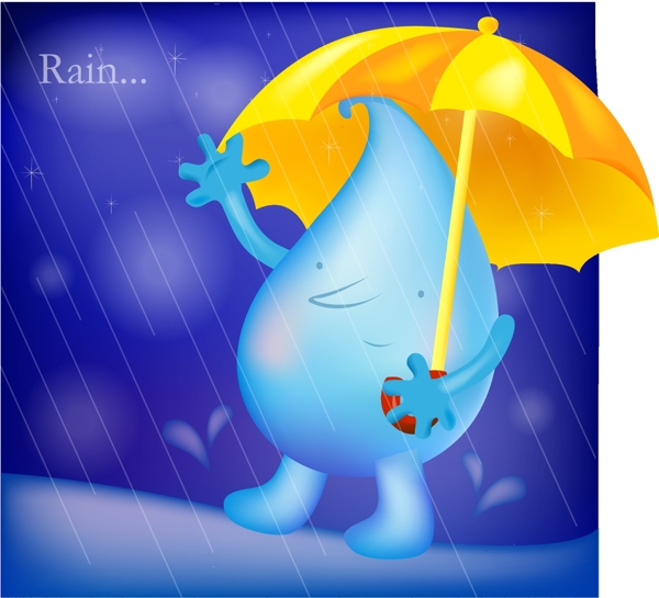 ai雨滴烏云閃電卡通矢量圖